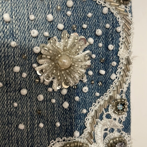 Retro Beaded Low Rise Denim Jeans - Picture 8 of 15